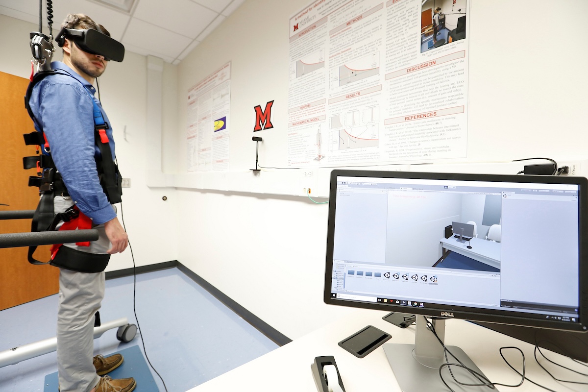 Student doing testing in the sports engineering lab