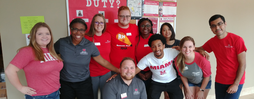 Stonebridge RA staff with their Resident Director and the Director of Residence Life.