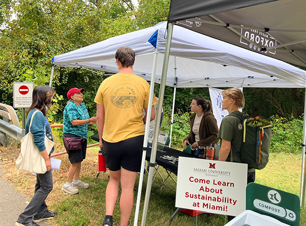 hike-a-thon sustainability booth at the trailhead