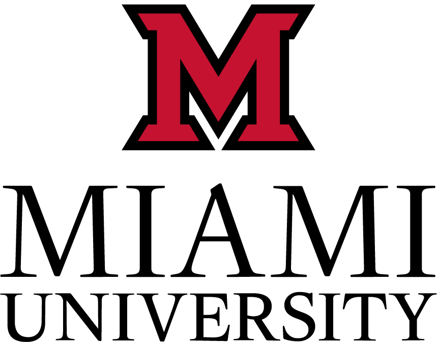 Miami University logo with text stacked under beveled m