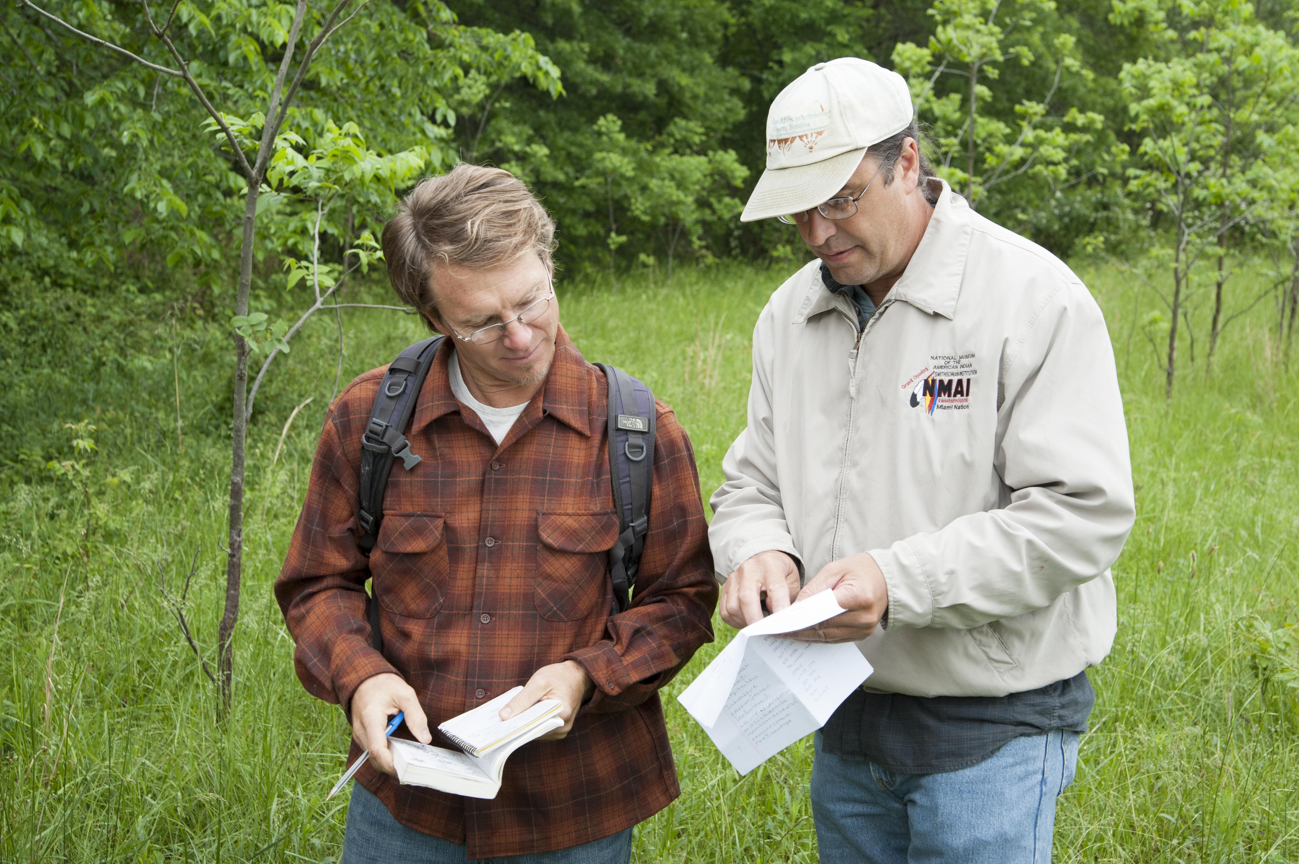 Daryl Baldwin and Mike Gonella conduct research in Oklahoma.