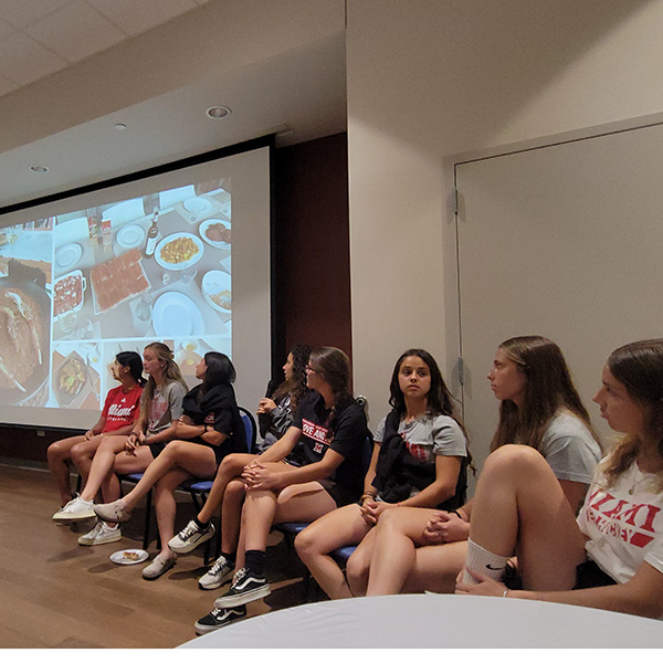 The student-athletes took turns answering questions (submitted photo).