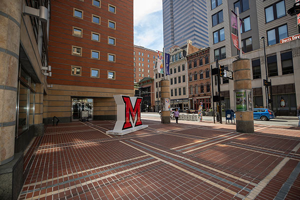 Beveled M at the Aronoff Center plaza