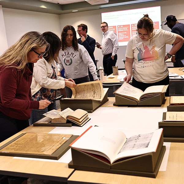 Teachers explored the Special Collections which featured a replica of the first draft of the Declaration of Independence.