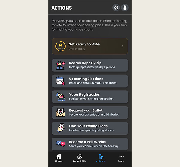 A screenshot of the PILLARS app