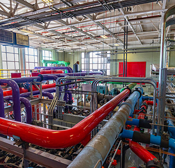 Geothermal pipes in Billings Hall viewed form above