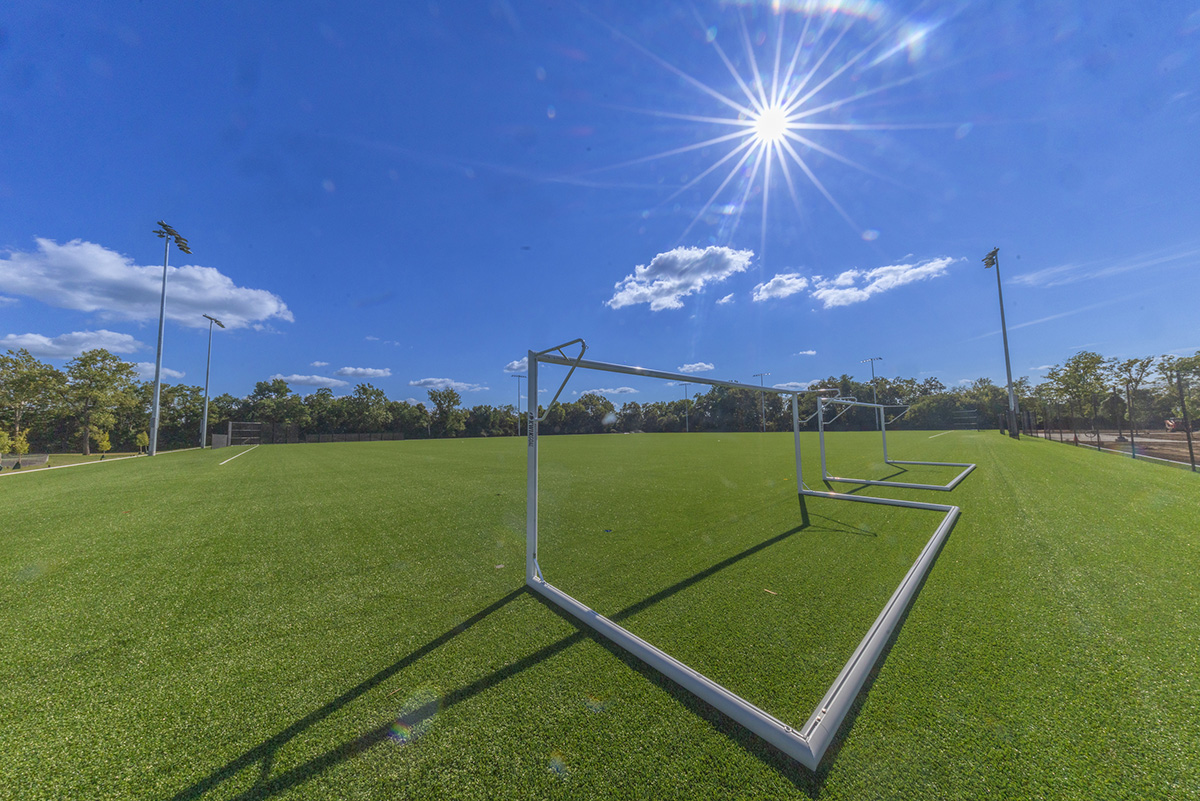 chestnut fields soccer field and two goals without nets