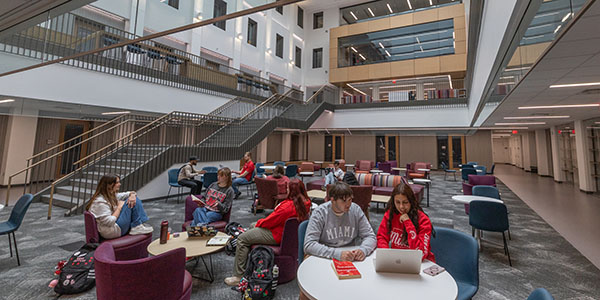 Miami University students in Bachelor Hall