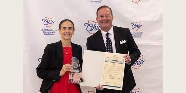Jessica Palatka, vice president and chief human resources officer at Miami University, left, and Kevin L. Miller, director of Opportunities for Ohioans with Disabilities