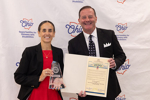 Jessica Palatka, Vice President and Chief Human Resources Officer at Miami University, left, and Kevin L. Miller, director of Opportunities for Ohioans with Disabilities