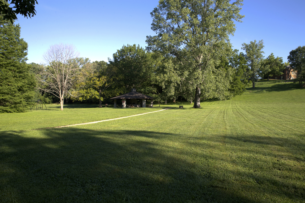  the main lawn of peffer park and the large shelter