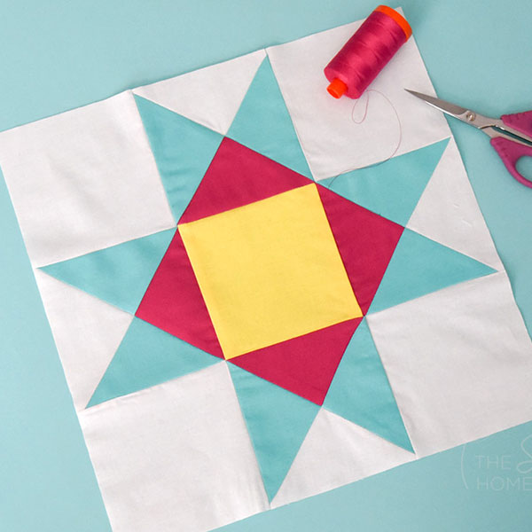 A square piece of a quilt.