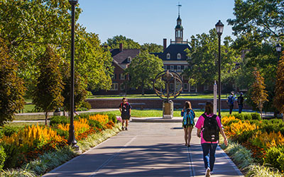 Students walking on the Oxford campus.
