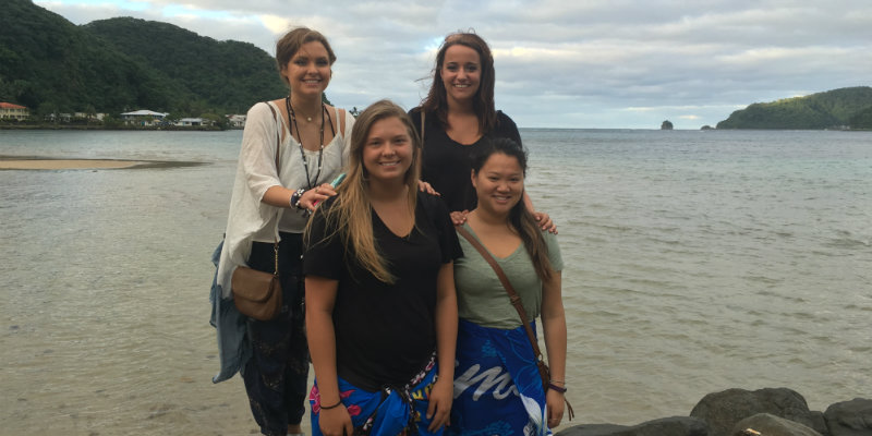 Miami students on American Samoa beach 