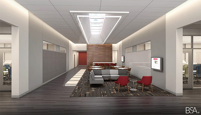 3D rendering of the new entrance for University Hall.