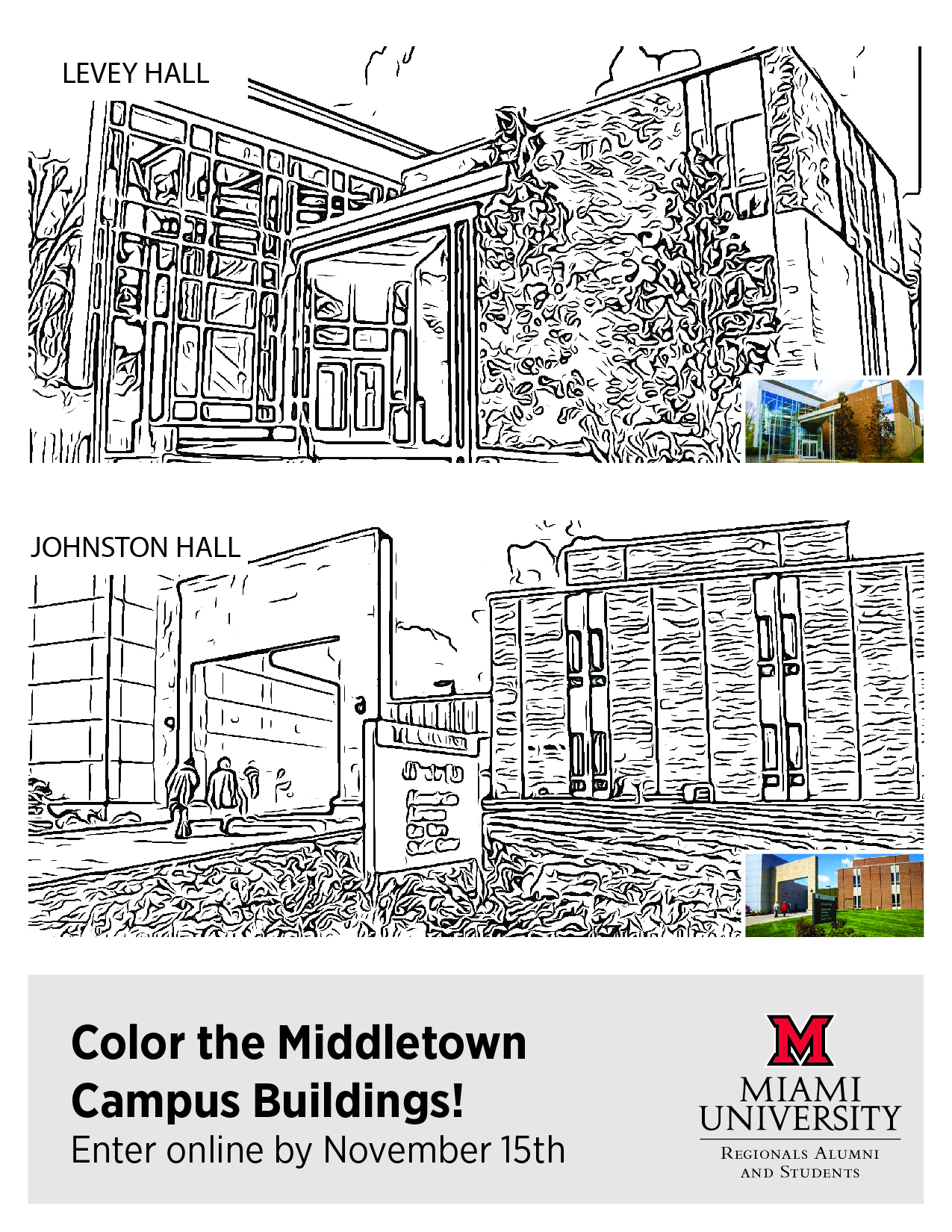 Middletown Campus buildings of Levey Hall and Johnston Hall.