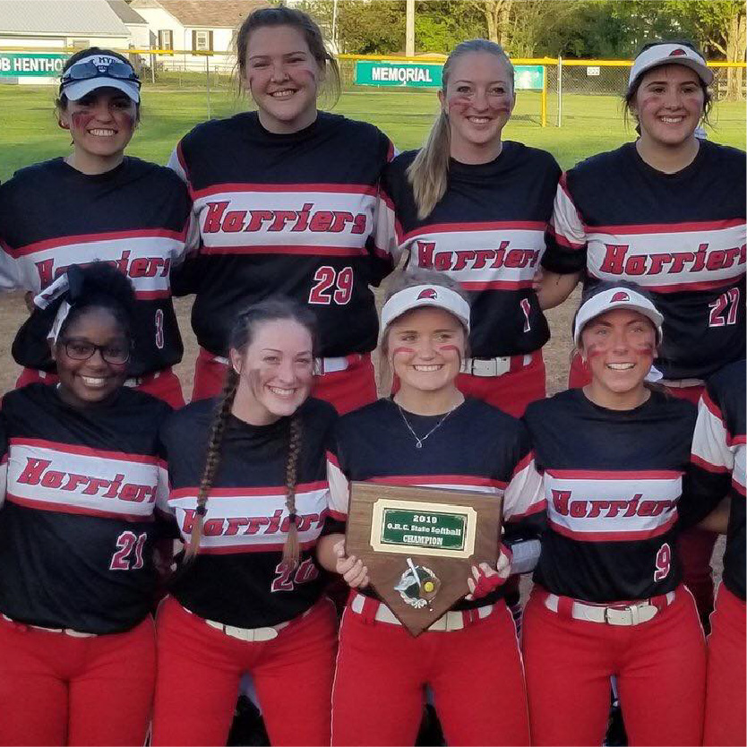 The Hamilton Harrier softball team with their trophy altering winning the 2019 ORC State Tournament.