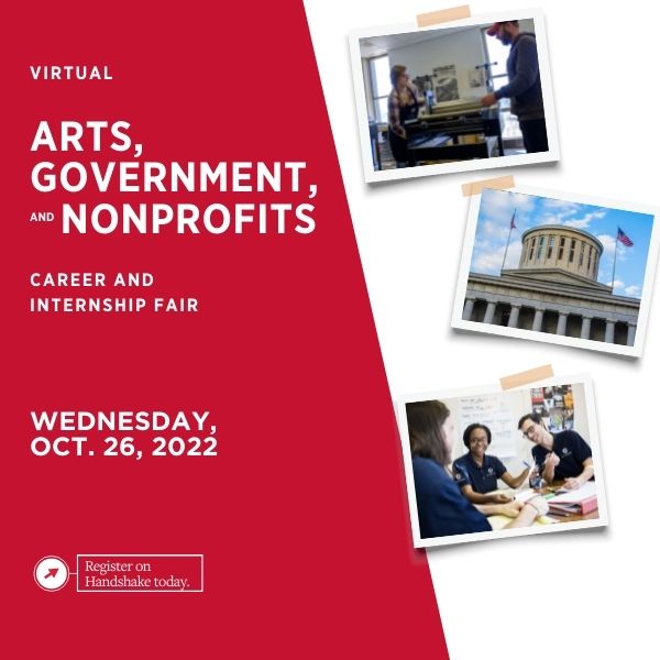 Arts, Government and NonProfits Career Fair. November 2, 2022.
