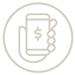 A handing holding a phone with a money symbol.