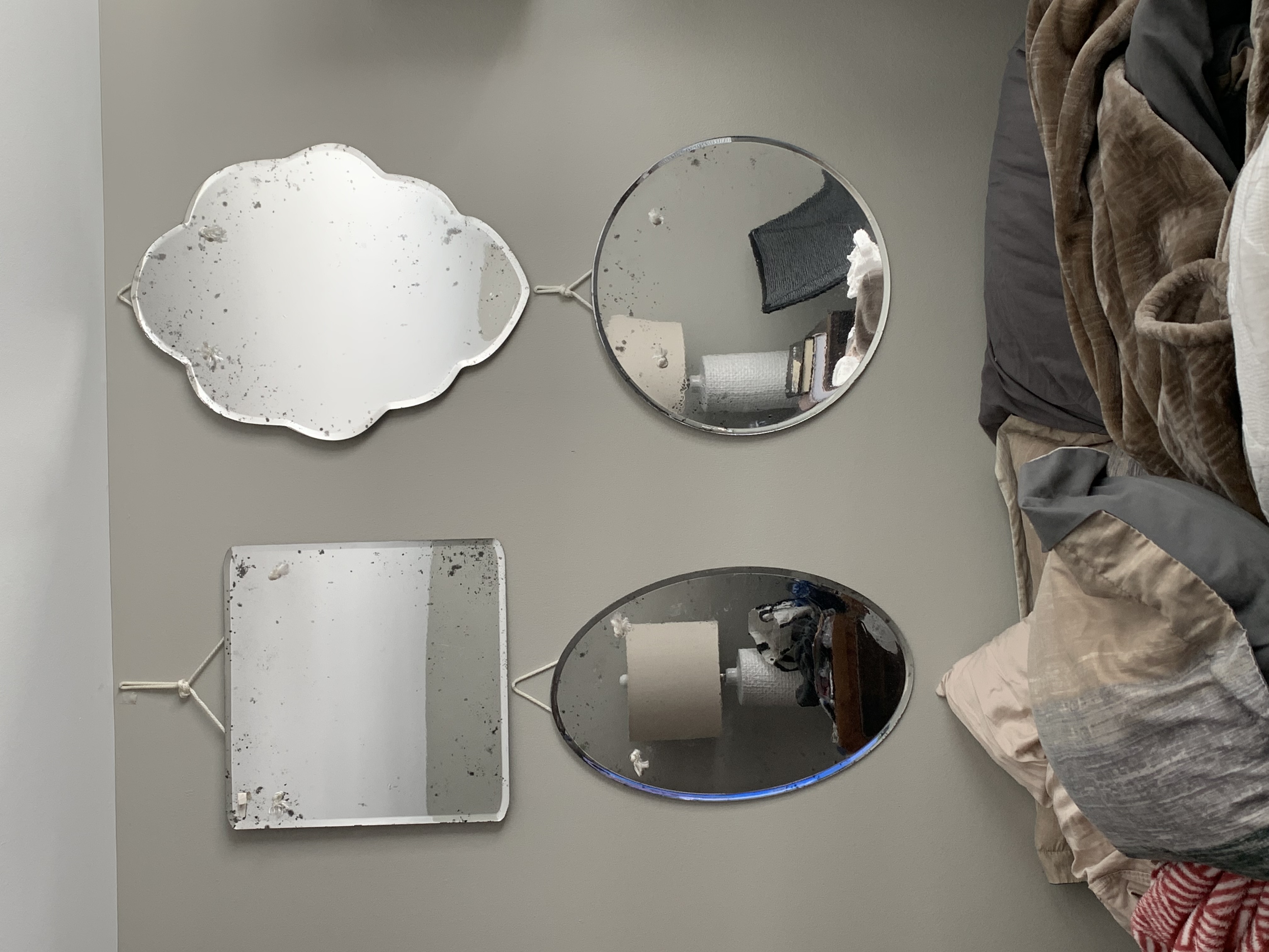 Mirrors on wall.