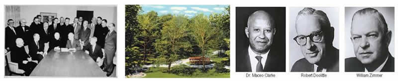 Photo 1: The Fenwick Committee receiving the deed from Armco president Logan T. Johnston in 1960, one of several donations of land Armco made. Photo 2: A 1938 postcard view of part of Armco Park. Photo 3: The Ohio Board of Regents committee charged with developing how branch campuses would be established. The model of Miami Middletown, built on donated land, became the standard for the state in the early 1960s.