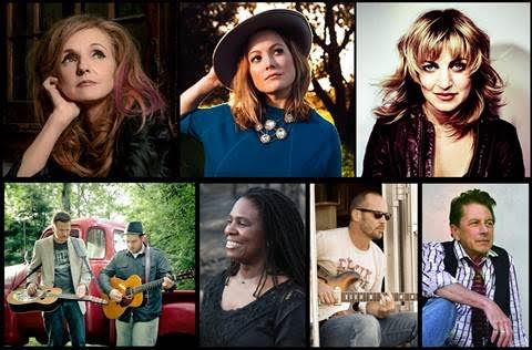 Photos of artists to perform at Miami Middletown from left: Top Row - Patty Griffins joins forces with Sara Watkins, and Anaïs Mitchell. Botton row - Rob Ickes play with Trey Hensley, Southern Troubadours in the Round featuring Paul Thorn, Ruthie Foster & Joe Ely.