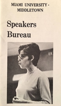 Jackie Sheckler at the MUM speakers bureau in 1971