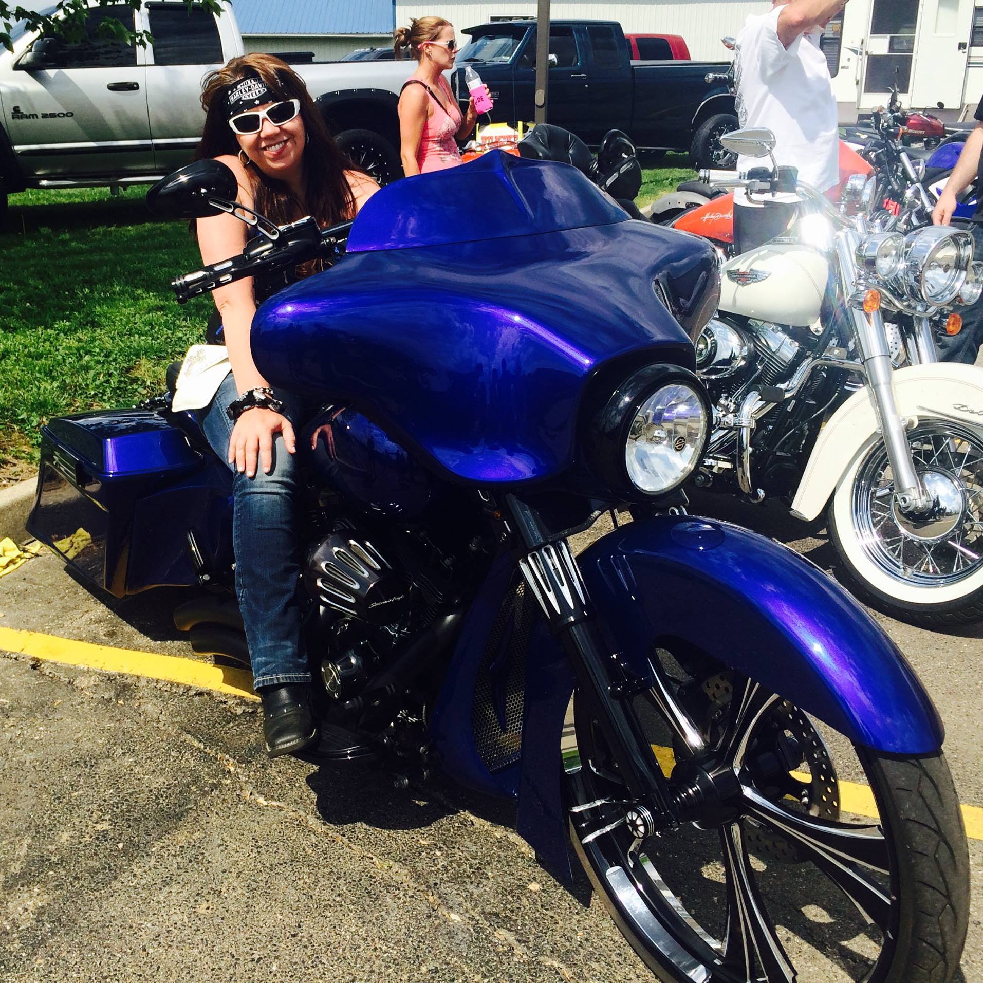 Kelly Starr on her motorcycle.