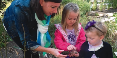 Krista Lambright observing nature with children