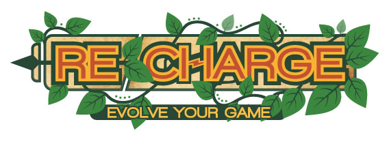 Recharge 2019 Logo Jungle theme graphic that reads evolve your game