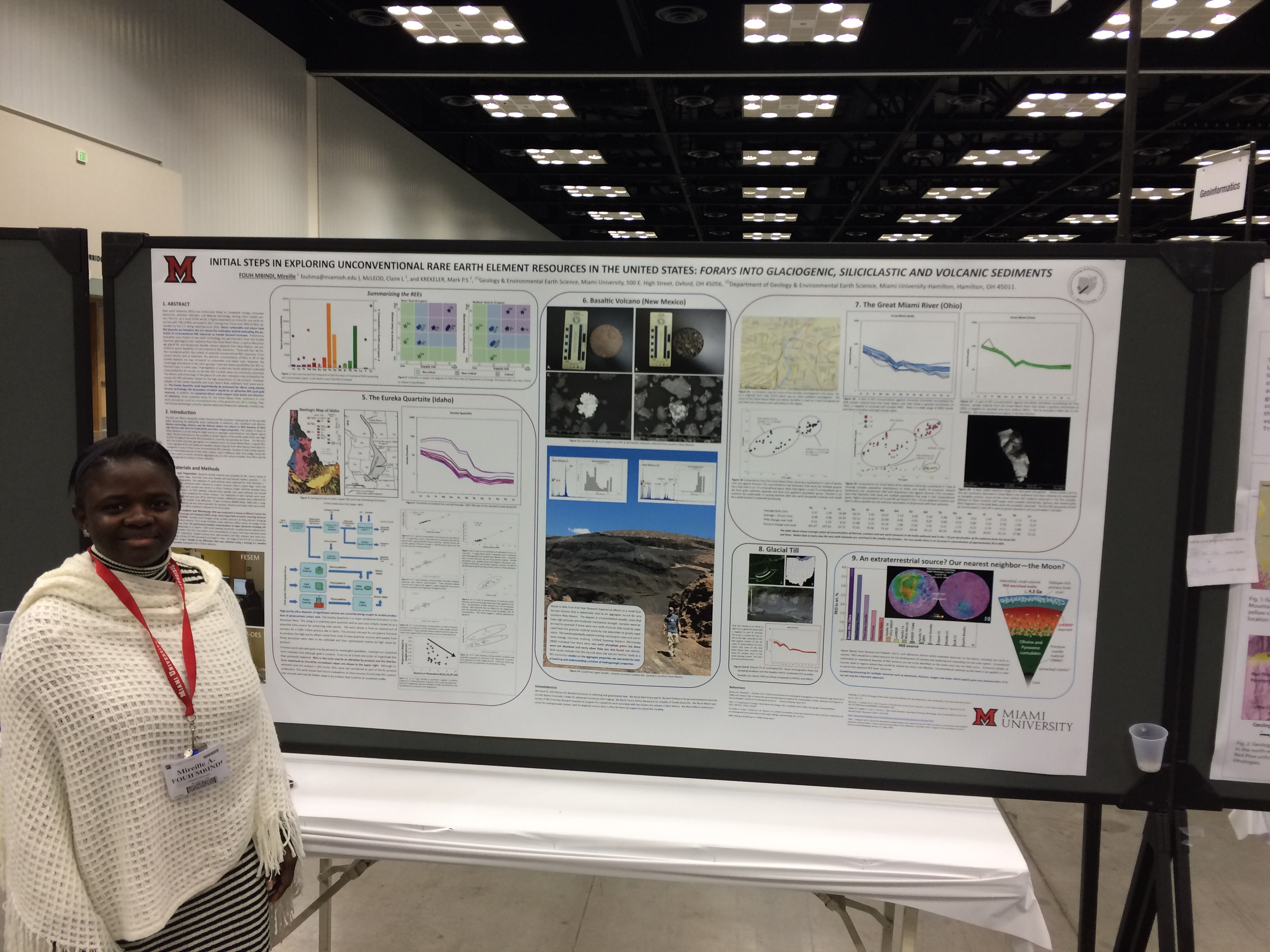 Mireille Fouh Mbindi is presenting her  project on unconventional rare earth element resources at the Geological Society of America meeting.