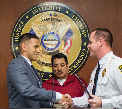Jose Padilla at his swearing as an Officer for the Hamilton Police Department