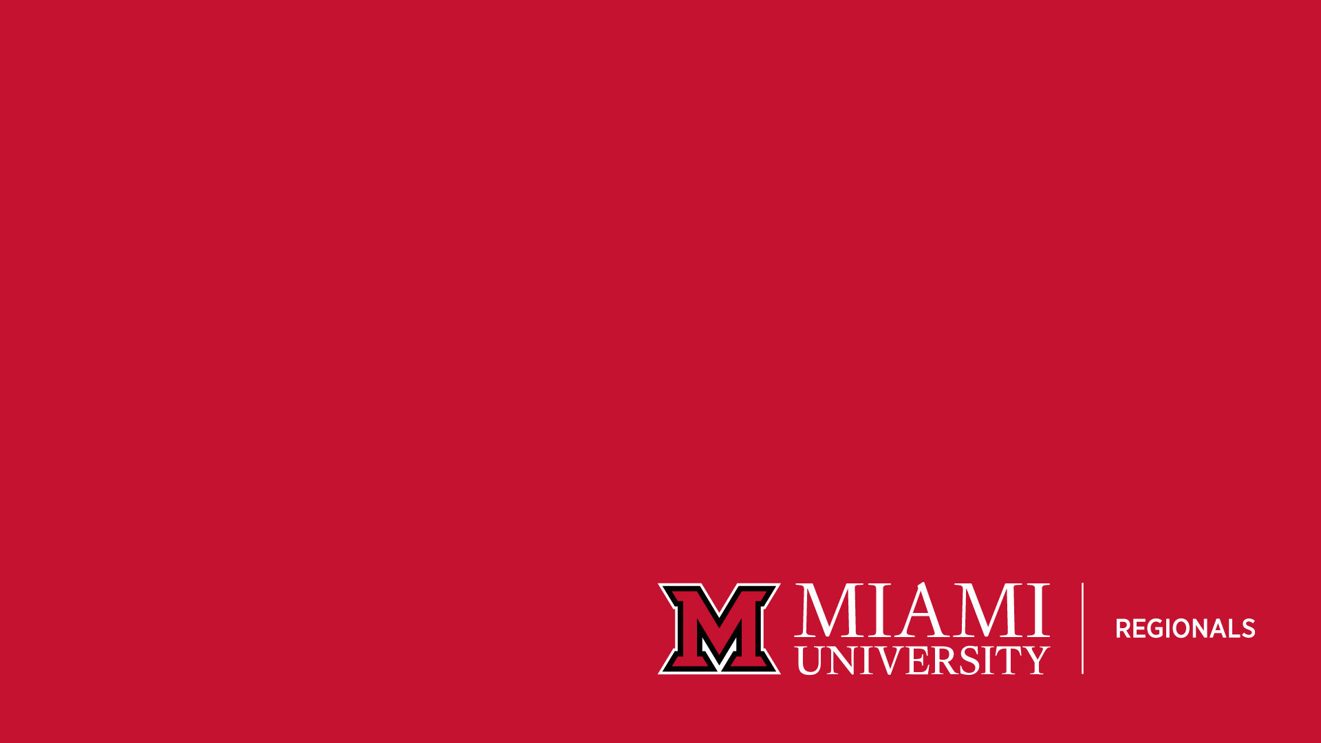 Red background with Miami University Regionals Logo
