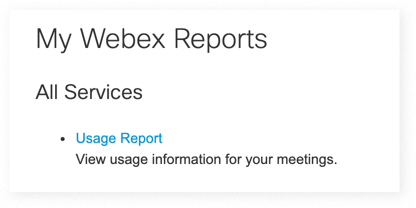 Link to the Usage Report in Webex