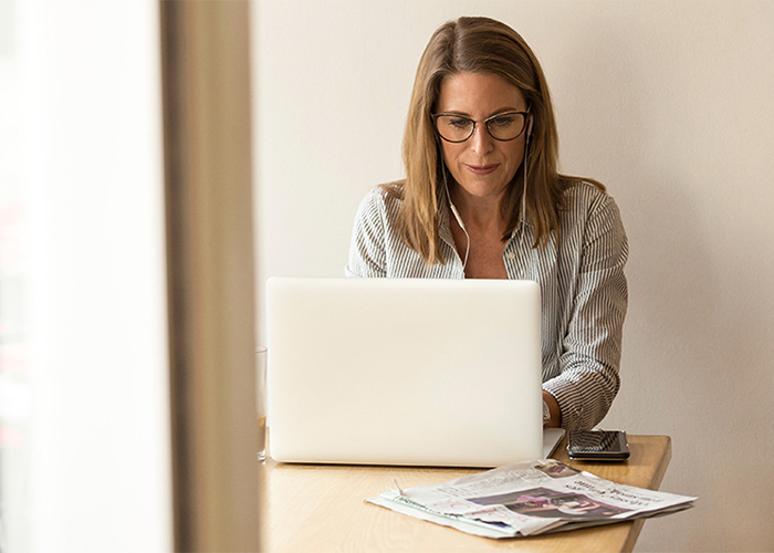 woman working on a laptop