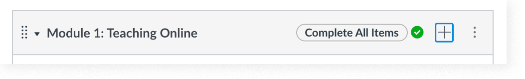 The "Add Item" button for a Module in Canvas