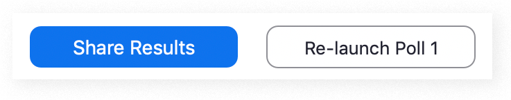 The "Share Results" and "Re-launch" buttons in a Zoom poll