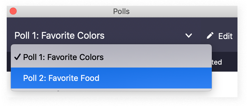 The button to switch polls in Zoom