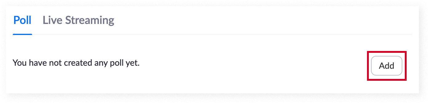 The "Add" button at the bottom of a Zoom meeting details page