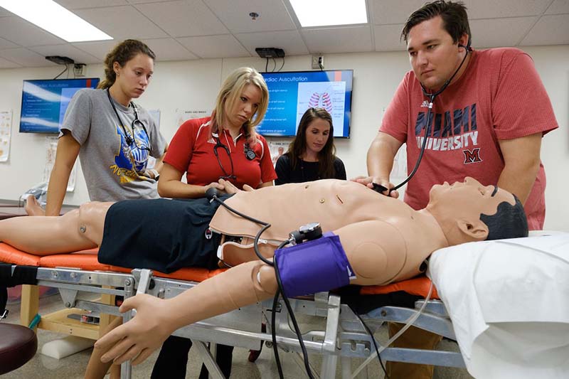 Students working in a clinical lab