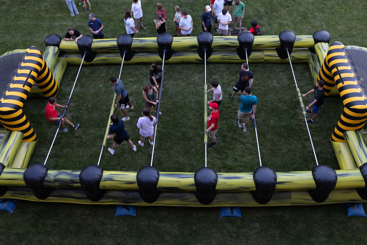 Life-sized foosball at the 2022 Welcome Block Party.