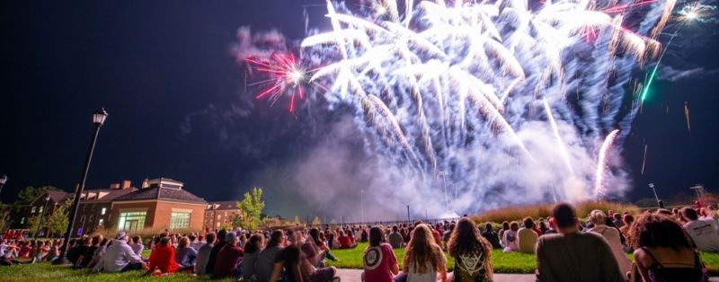 evening sky with fireworks