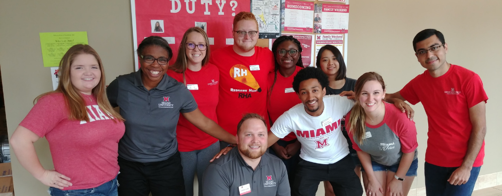 Stonebridge RA staff with their Resident Director and the Director of Residence Life.  