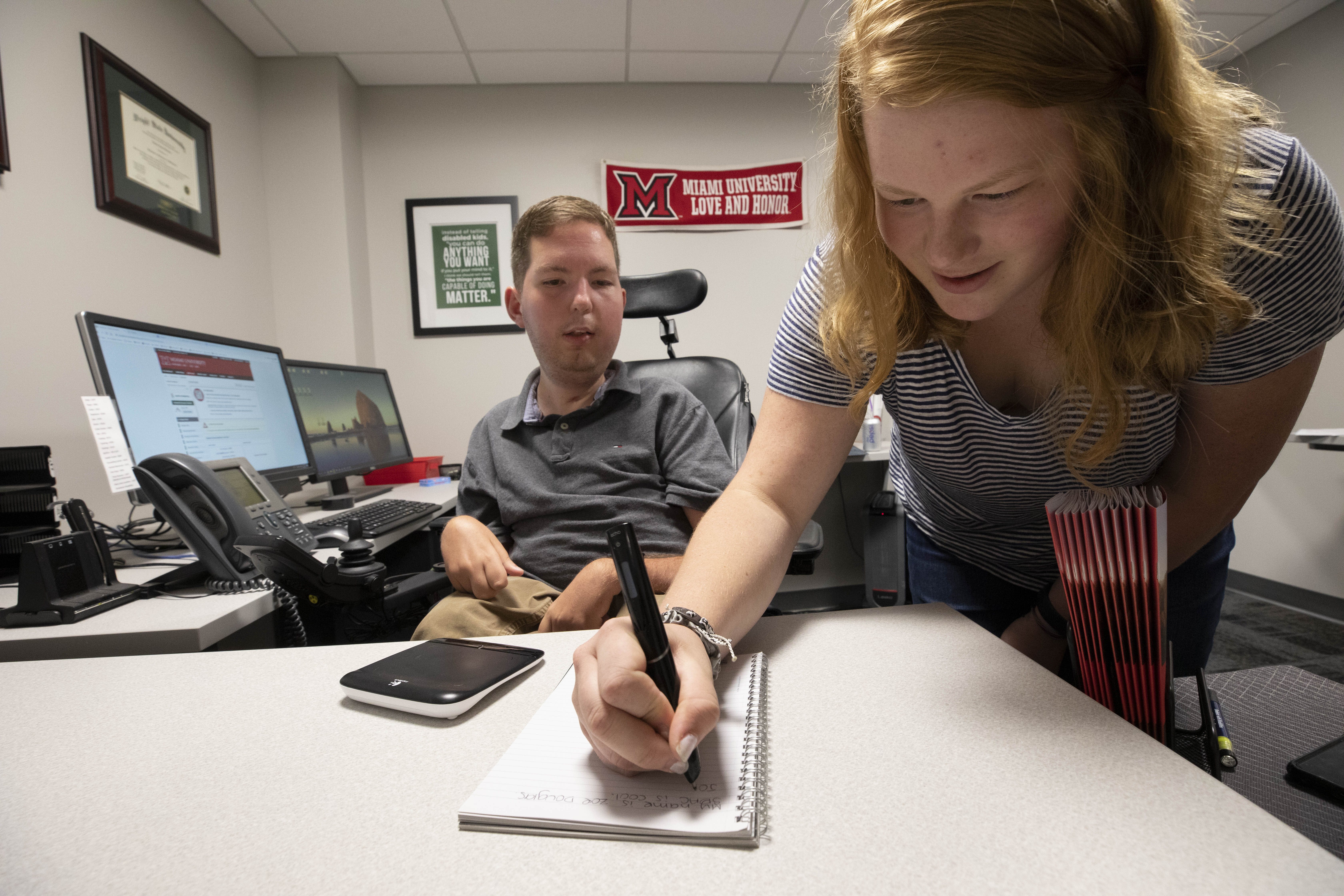 student using accessibility reader from the miller center