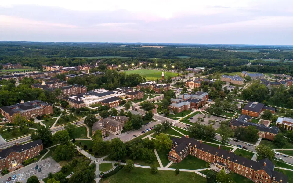 aerial view of oxford campus